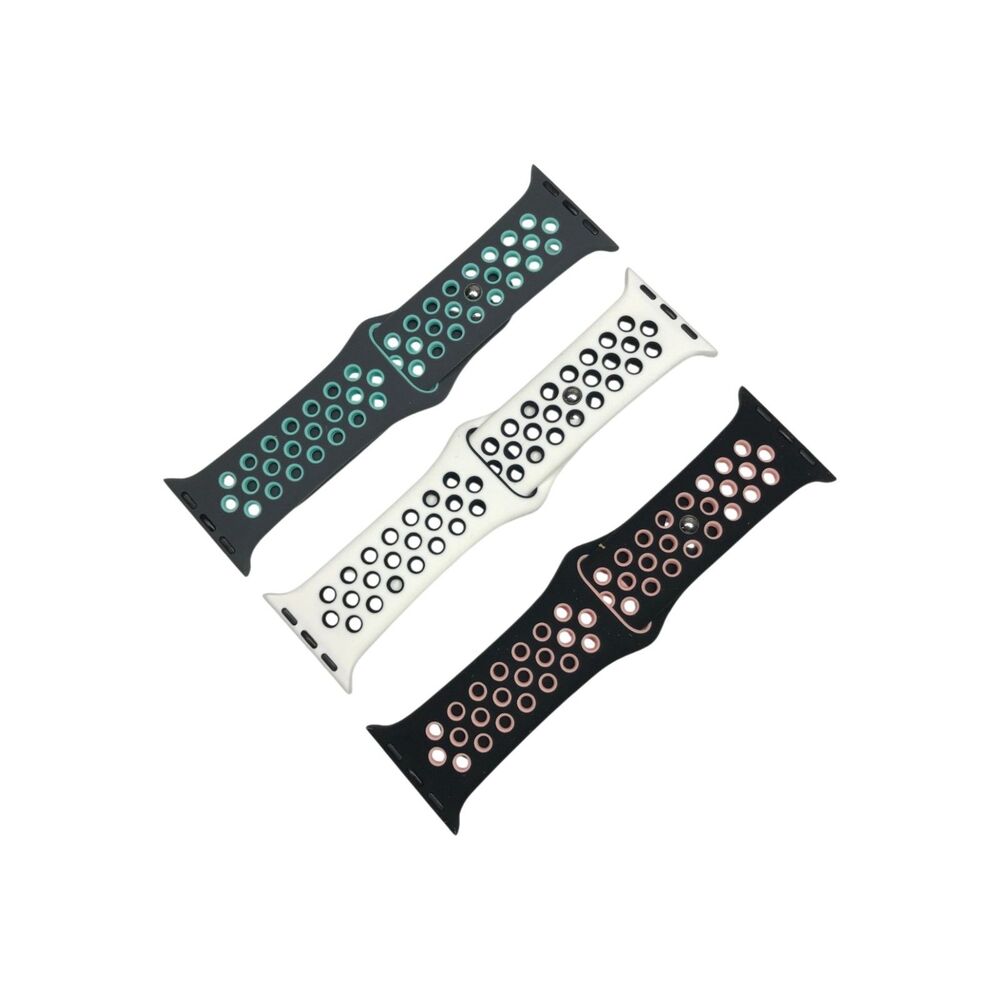 3 Pack 38mm 40mm Sport Bands Compatible With Apple Watch Perforated Silicone